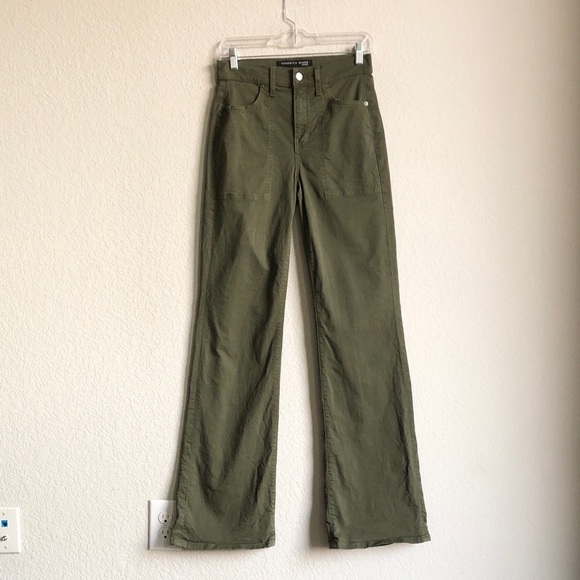 Veronica Beard Pants - Veronica Beard Crosbie Wide Leg High Rise Pants Army Green 26 Flaw